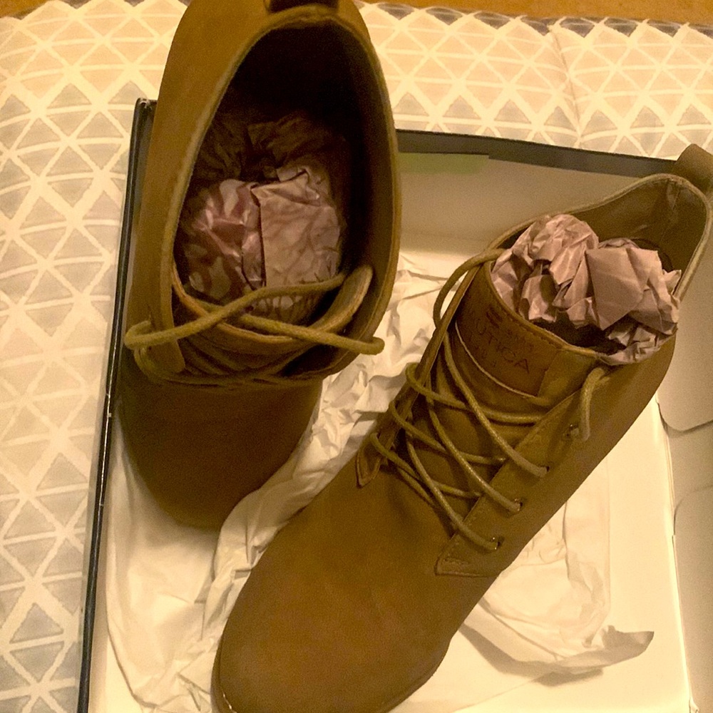 Cool Camel color wedge shoes